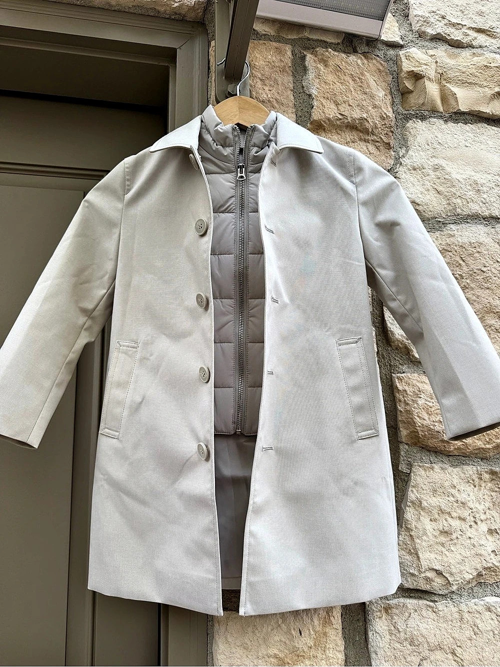 Reiss Girls Puffer Trench Coat Stone-White Size 6-7Y Like New - Picture 3 of 6